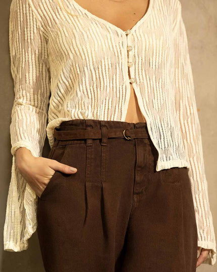 Blusa manga larga beige