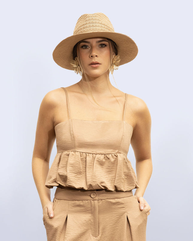 Blusa peplum cafe