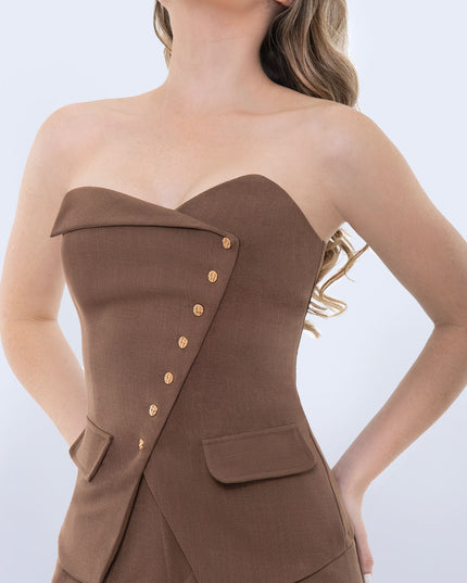 Blusa Strapless Café