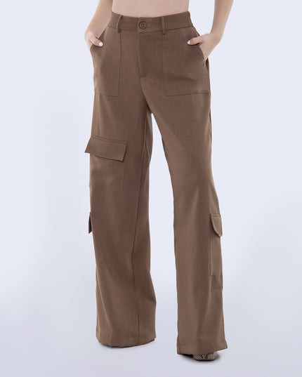 Pantalon cafe tiro alto