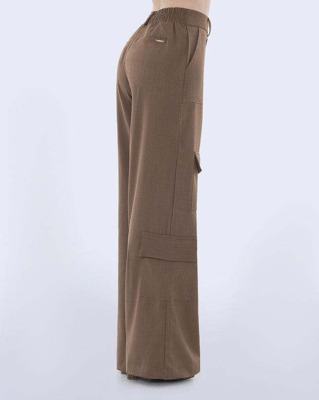 Pantalon cafe tiro alto