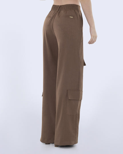 Pantalon cafe tiro alto
