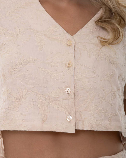 Camisa manga corta beige