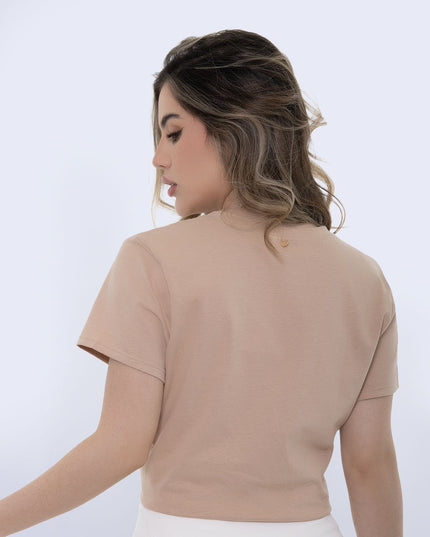 Camiseta camel estampada