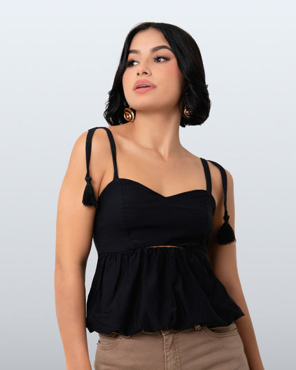 Blusa negra peplum