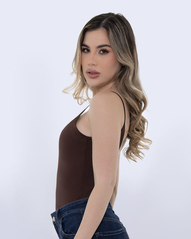 Body de tiras cafe