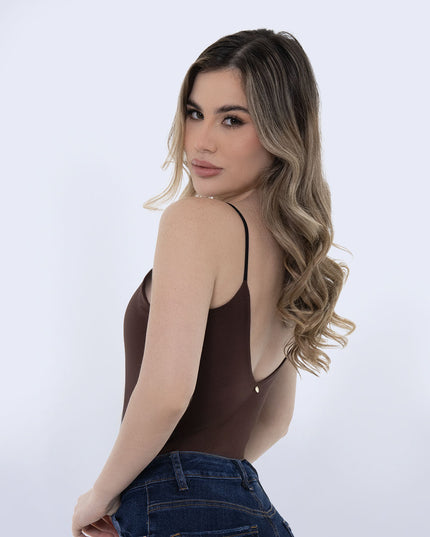 Body de tiras cafe