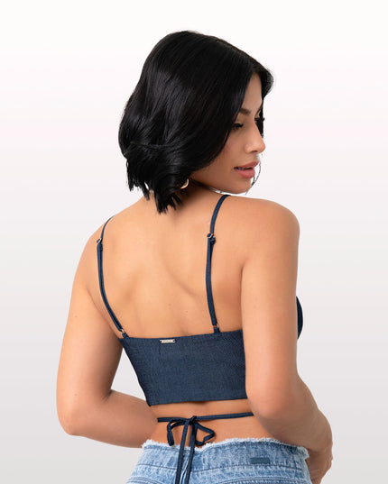 Crotop azul oscuro detalle floral