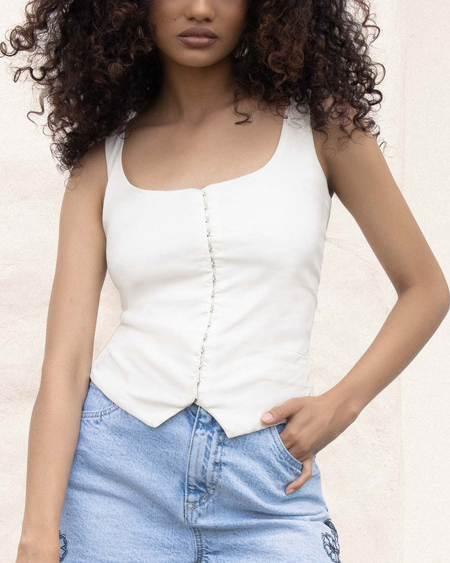 Blusa Blanca larga manga sisa