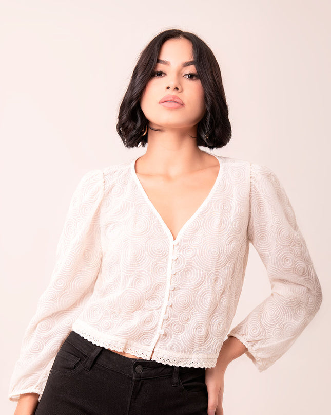 Blusa avena manga tres cuartos