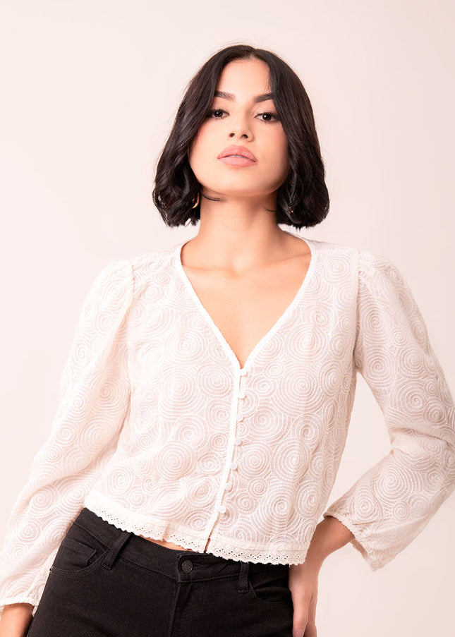 Blusa avena manga tres cuartos