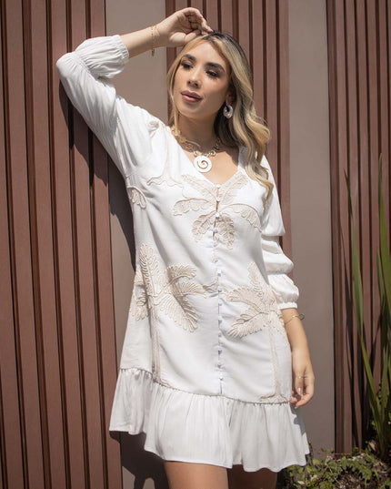 vestido corto natural con bolero