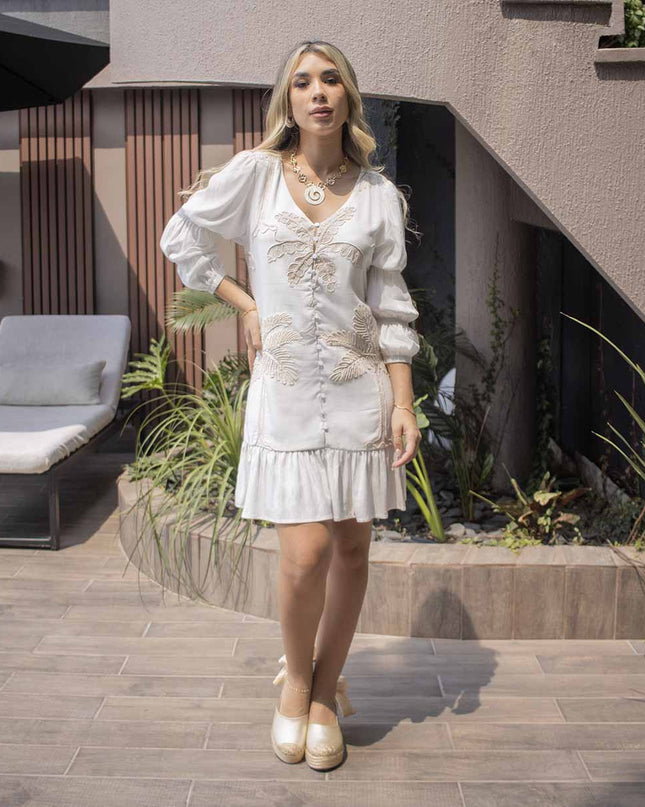 vestido corto natural con bolero