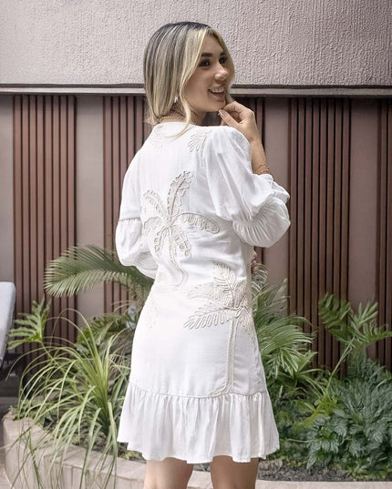 vestido corto natural con bolero