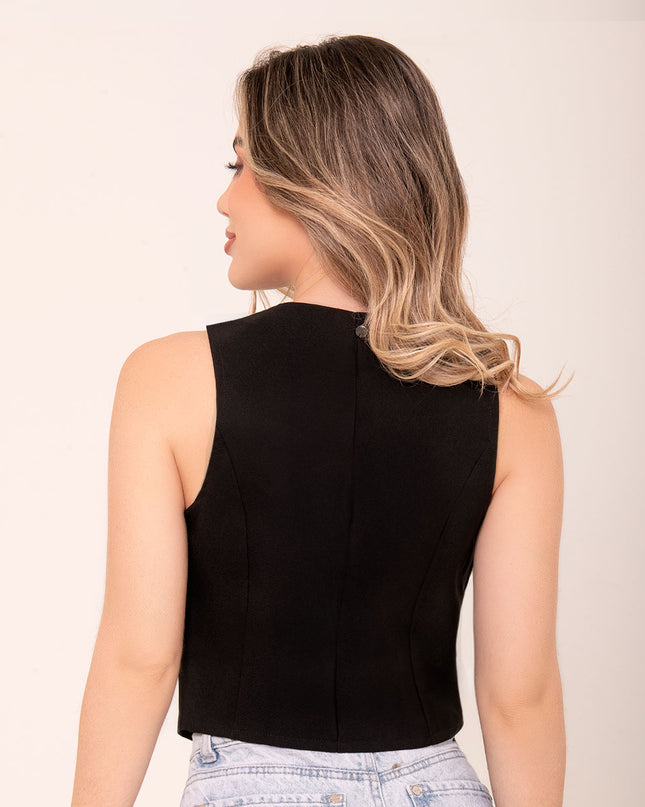 Chaleco con corte en V negro
