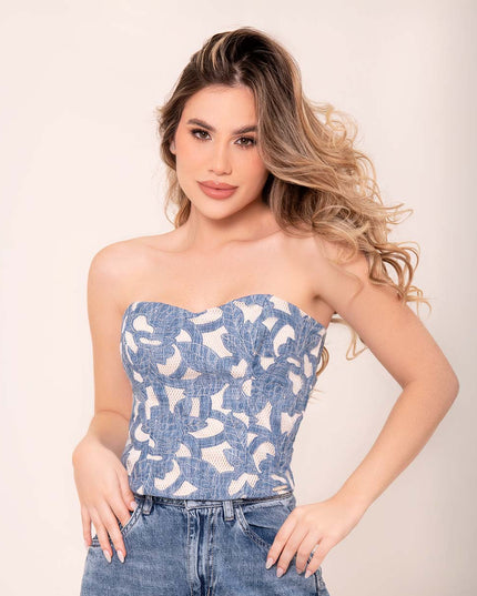 Corset Denim Floral