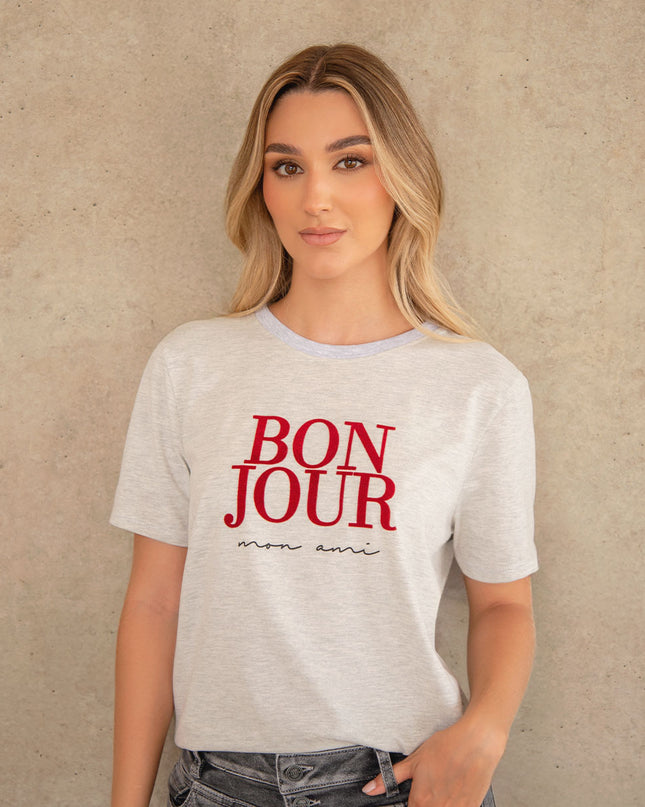 Camiseta Estampada Gris claro