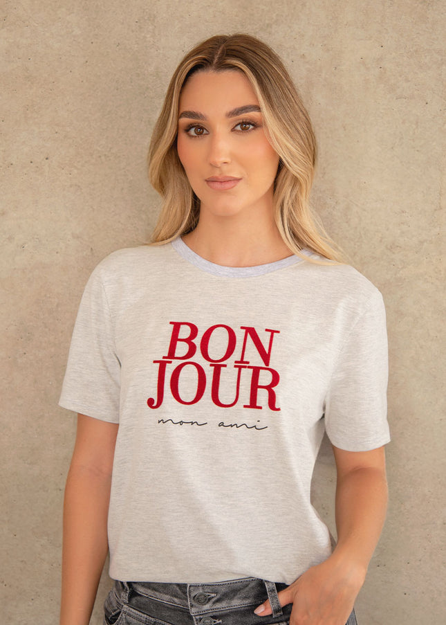 Camiseta Estampada Gris claro