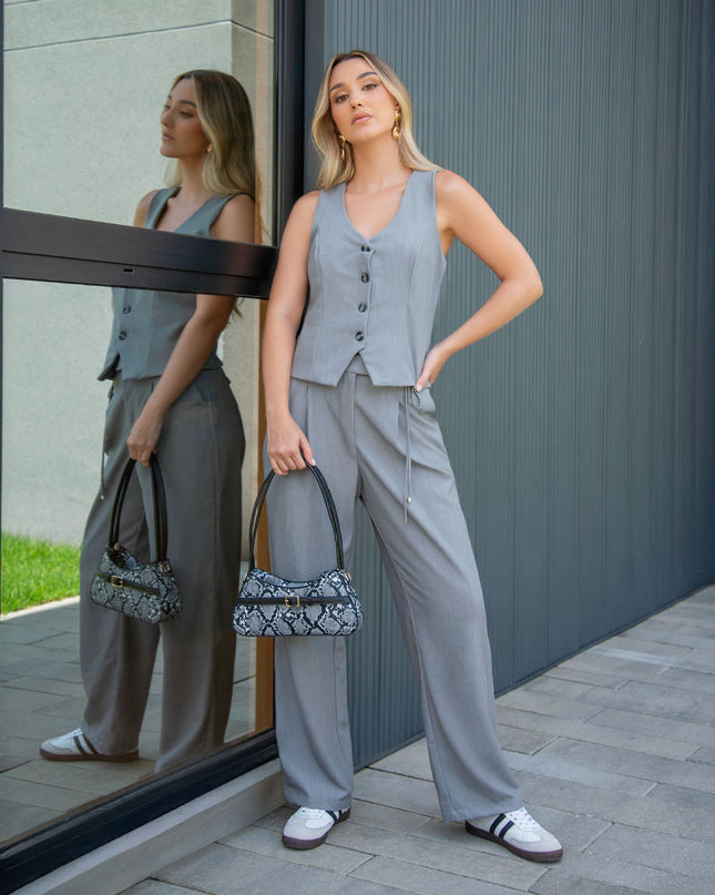Conjunto sastre gris  dos piezas