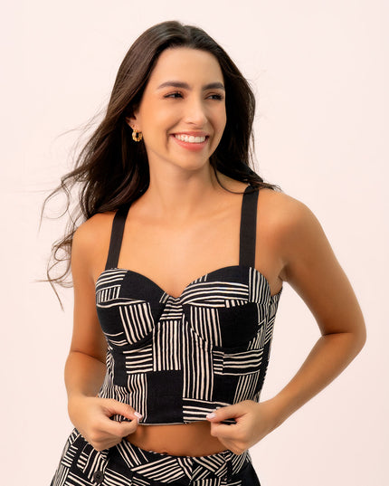 Set Negro con estampado geométrico