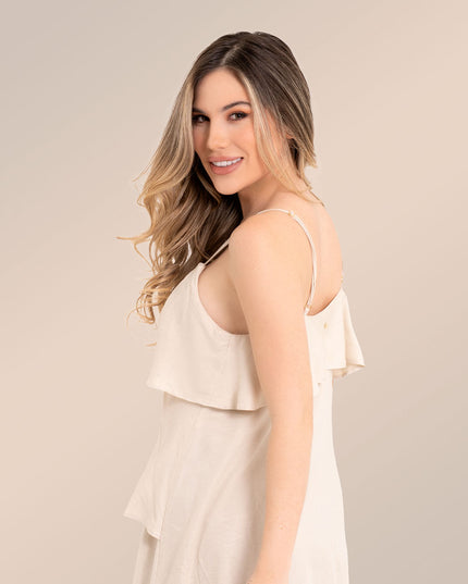 Blusa beige con voleros