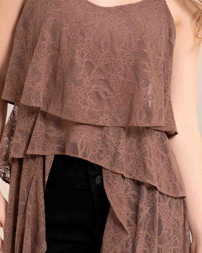Blusa larga en encaje café