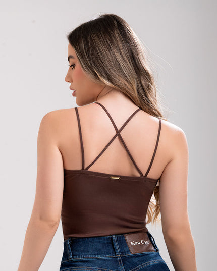 Blusa de tiras cafe