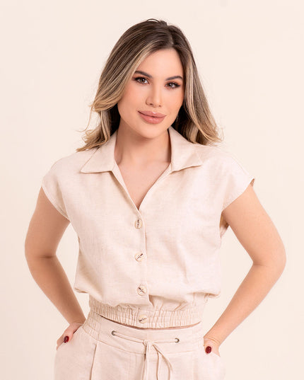 Set en lino color beige