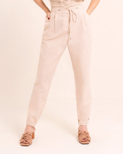 Set en lino color beige