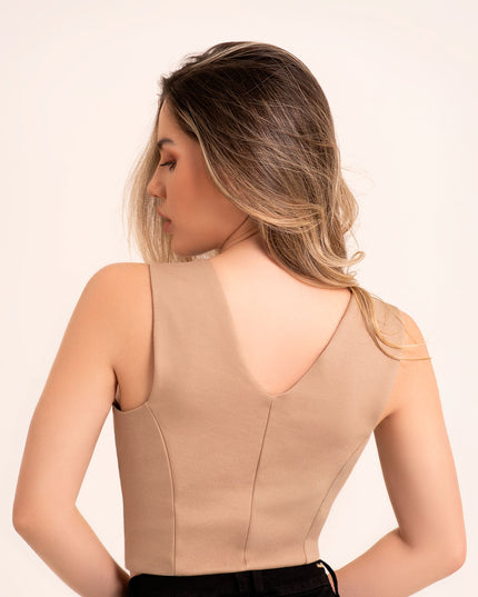 Croptop Camel con cortes laterales