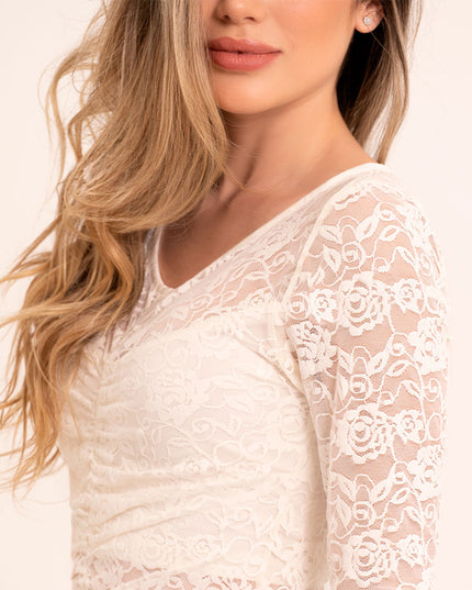 Blusa manga larga en encaje