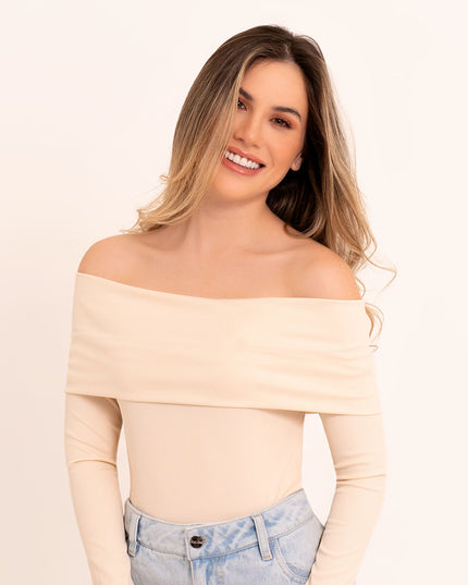 Blusa escote bardot manga larga