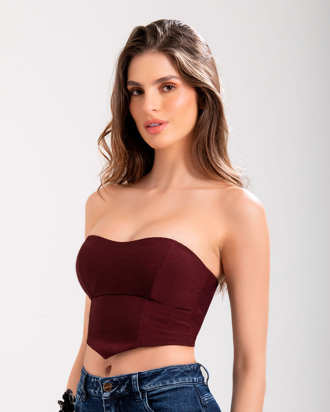 Croptop Strapless vinotinto