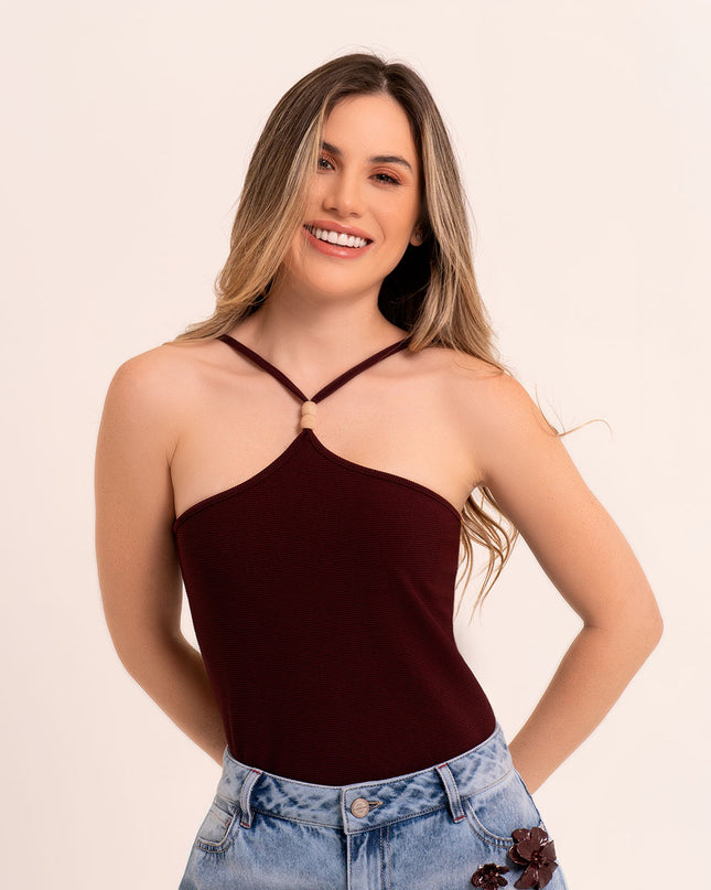 Blusa Halter vinotinto