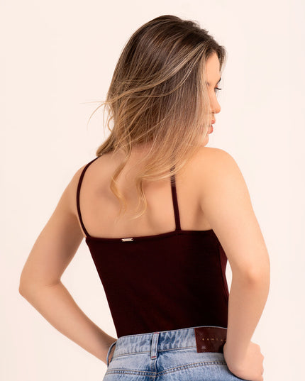 Blusa Halter vinotinto