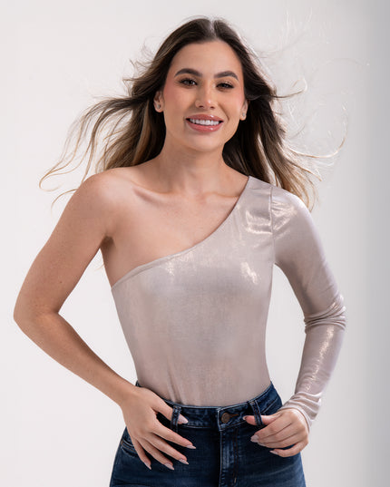 Blusa asimétrica nude
