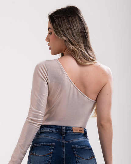 Blusa asimétrica nude
