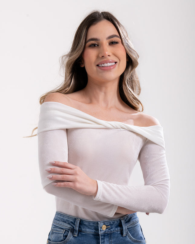 Blusa Natural manga larga