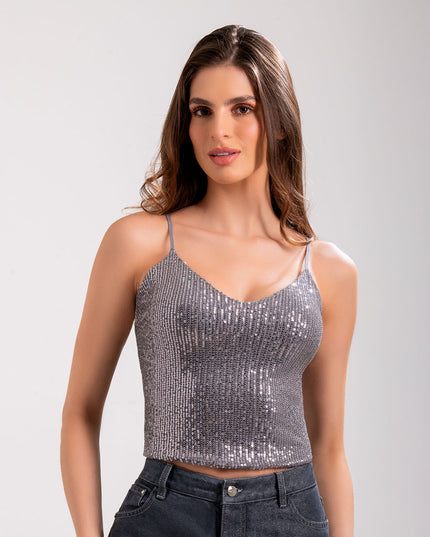 Blusa de tiras con lentejuelas