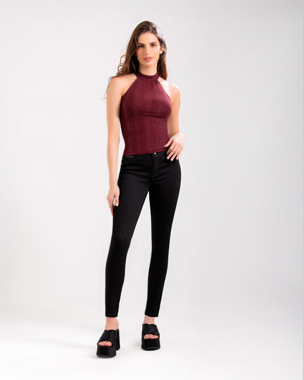 Blusa tipo halter vinotinto