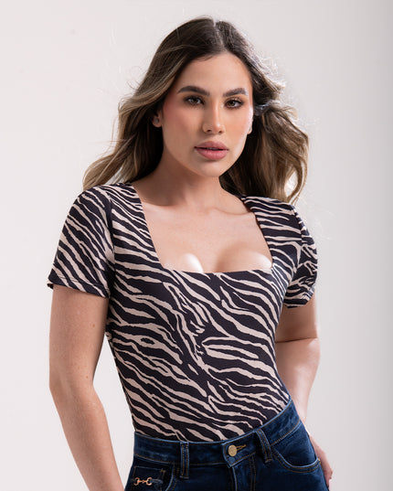 Blusa manga corta estampado zebra