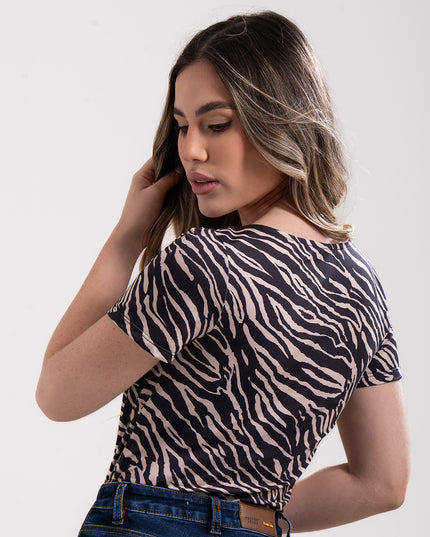 Blusa manga corta estampado zebra