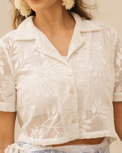 Camisa Natural en encaje floral
