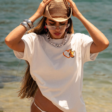 Camiseta Blanca Manga Corta Estampada — KanCan