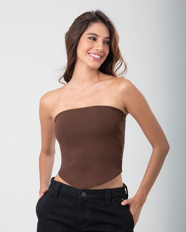 Blusa Basic Strapless chocolate