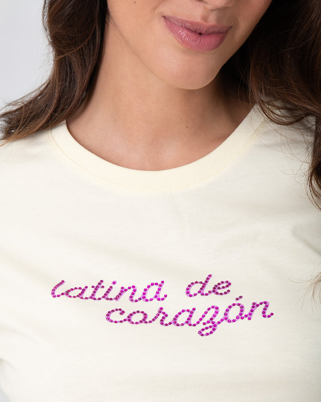 Camiseta tipo crop en tono Panacota