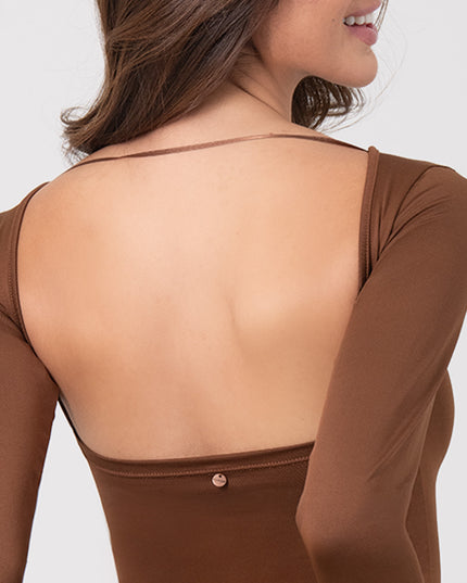 Blusa basic chocolate manga larga