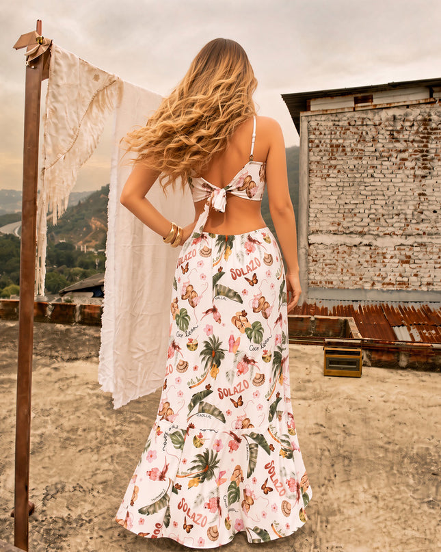 Vestido Largo estampado tropical