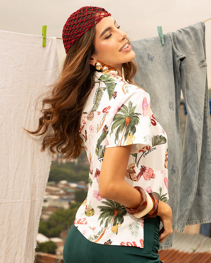 Camisa Manga corta estampado tropical