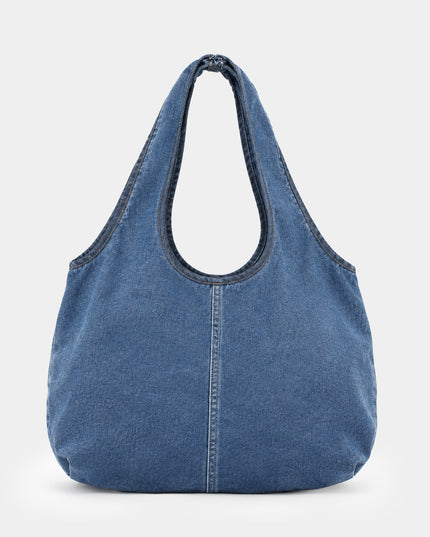 Tote Bag en Denim con Bolsillos de Parche